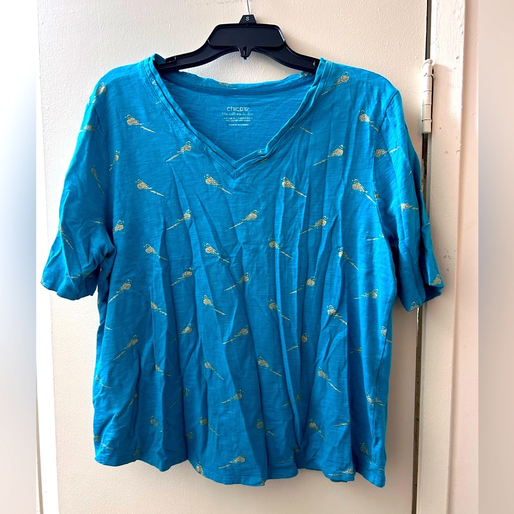 XL Chico's Teal blue lightweight tshirt